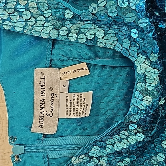 Adrianna Papell evening  turquoise Blue Sequin Mini Dress size  8 - Picture 2 of 16